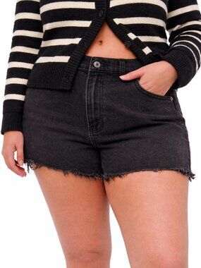 ABERCROMBIE & FITCH NEW The Mom High Rise Jean Short Jorts Raw Hem Women 36 x 3"